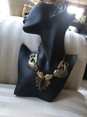 Spectacular MEXICAN MODERNIST Mixed Metal Onyx Dolphin Necklace 1920’s-30’s