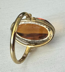 Vintage, 875 Silver Stamped, Vermeil, Russian Baltic Amber Ring, Size 7.75.