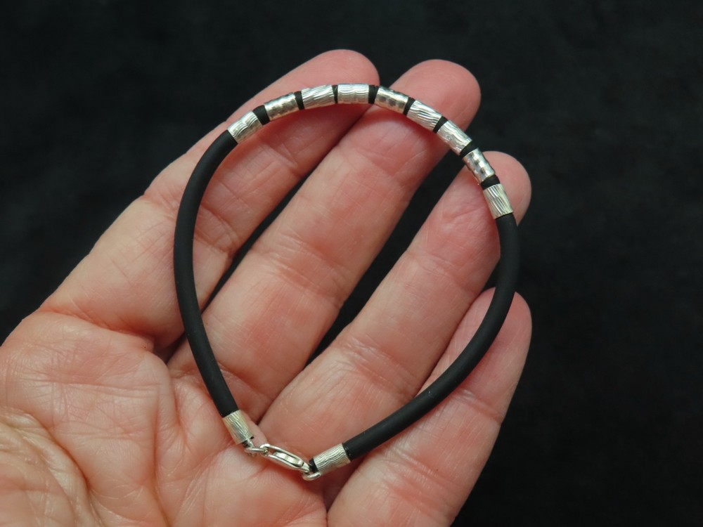 Vintage Black Cord w/Sterling Touches Everyday Bracelet