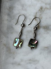 Beautiful Vintage Sterling Silver abalone Drop earrings