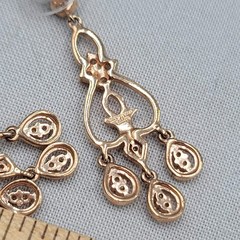 MWS Thailand Signed Pierced Earrings Antiqued Gold tone Dangle 1.5″