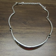 Vintage Cookie Lee Necklace Curved Collar Modern Minimalist Silver Tone 17 Inch