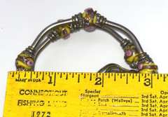 Vintage Silver Tone Expandable Bracelet Murano Wedding Cake Beads and Tassels