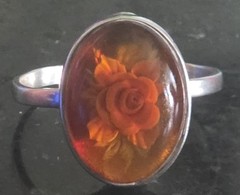 925 Sterling Silver Vintage Ring POLAND Designer Flower Carved Size 14.5