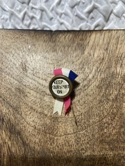 Rare VTG rosette pin back “KEEP YOUR SHIRT ON” 1900’s-1930’s