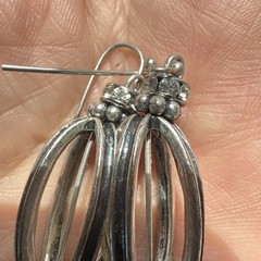 Vintage Sterling Silver Openwork Cage Lantern Dangle Earrings Rhinestone Accent