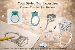 14K White Gold Finish Ring Art Deco Round Lab Created Diamond & Sapphire Wedding
