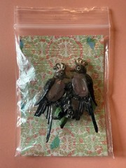 VTG 40’s Pot Metal Jelly Belly Enamel Love Birds Brooch Figural Art Nouveau