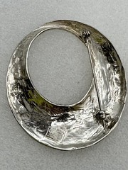 Vintage Jezlaine Offset Oval Brooch Sterling Silver 12g