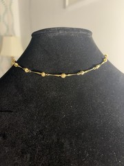 Gold Tone Yellow Gold Metal Station Bar Link Chain Necklace 15in No Stone