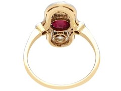 Antique Edwardian 1.18Ct Ruby and 0.66Ct Diamond, 14k Yellow Gold Dress Ring