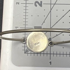 Vintage Dainty Mother of Pearl Flower Bangle Bracelet signed Alpaca