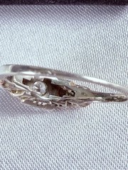 Antique Art Deco Engagement Ring Natural Diamond .25c 18k White & Rose Gold 5.5