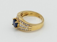 $7000 3.50ct Natural ROYAL Blue Sapphire VS G Diamond 18k Yellow Gold Ring Band