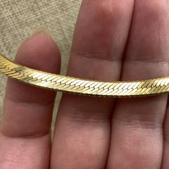 Vintage classic unisex slinky gold tone herringbone chain necklace