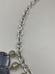 Vintage Boho Chic Silver Tone Medallion Blue Bead Necklace