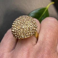 Vintage Cocktail Ring Estate Jewelry Pre-owned Champagne Crystal Dome Any Size