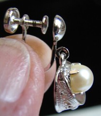 Vtg 1950-60s Sorrento Sterling Silver Filigree Pearl Necklace & Earrings Set D14