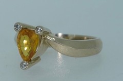 14K Natural 1 Carat Yellow Sapphire & Diamond Ring