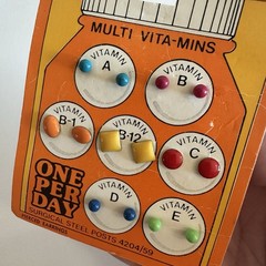 1980s Vintage Post Earring Set Enamel Colorful Shape Multivitamin Surgical Steel