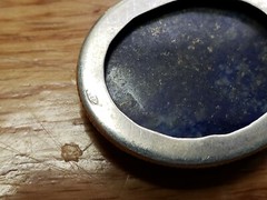 VINTAGE COLLECTABLE *STERLING SILVER 925* GENUINE STONE PENDANT 1.75″-LAPIS