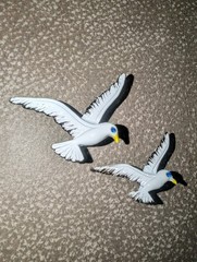 2 Vintage SIGNED GERRYS Seagull Enamel Brooches- 1 Large & 1 Small