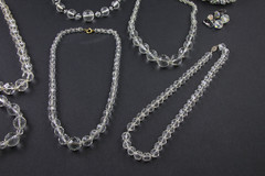 10 Vintage Wearable Faceted Rock Crystal & AB Jewelry Mix Lot Necklace Bracelet