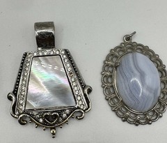 5pc Mixed Lot Silver Tone Metal Pendants, Multicolor