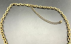 Vintage Dangle Cluster Charm Necklace w/ Olivine Glass Beads Coins Gold Tone