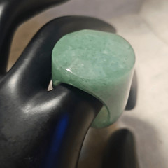 Vintage Genuine Jade Jadeite Massive Dome Cocktail Signet Ring Size 10 21g