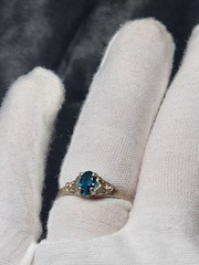 Vintage Sterling Silver London Blue Topaz Adjustable Ring Collectible Unique