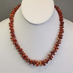 Vintage Carnelian Agate Beaded Necklace Stone Orange Polished Nugget 17.5″
