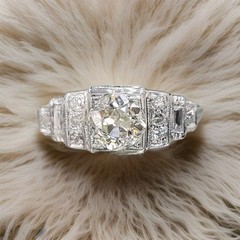 Vintage 18k White Gold Engagement Ring 1.03ct. Natural Old Euro Cut Diamond