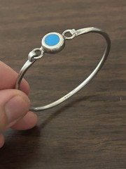 Solid 950 Silver Blue Enamel 2.25 Inch Diameter Bracelet 11.5 Grams Mexico