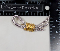 Chunky Knotted Rope Brooch Pin Silver Tone Gold Tone Vintage with Gift Box