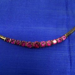 VTG Sterling Silver Ruby Colored Choker Necklace Signed BB ~14.58g ~17″ Korea