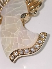 Lauren Conrad LC Mother Of Pearl Rhinestone Gold Tone Angel Brooch Pin