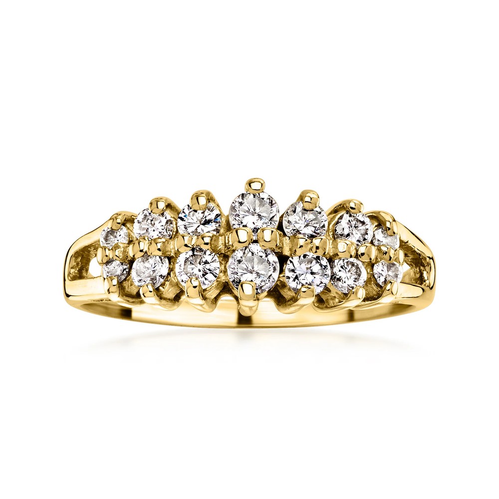 Vintage .55 ct. t.w. Diamond 2-Row Ring in 14kt Yellow Gold. Size 6