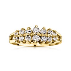 Vintage .55 ct. t.w. Diamond 2-Row Ring in 14kt Yellow Gold. Size 6