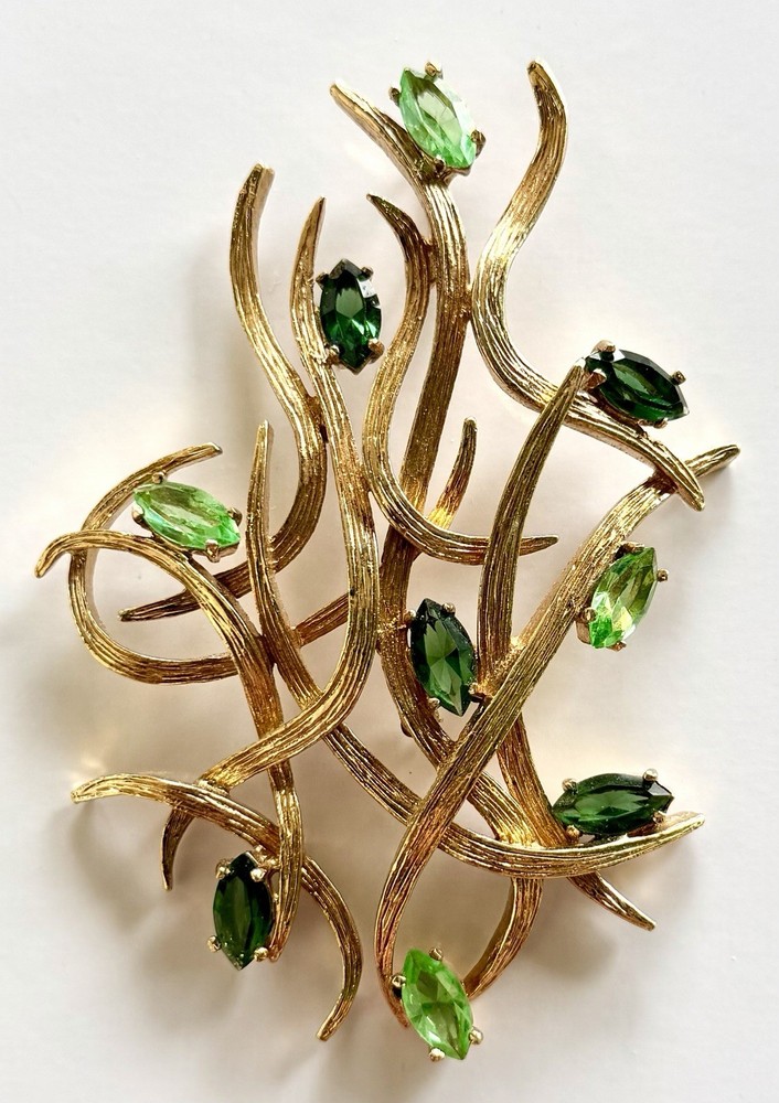 Vintage BENEDETTO PANETTA MCM ABSTRACT XL PENDANT 3 3/4” Faux Peridot Emeralds