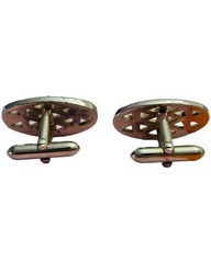 Vintage Oval Brass Bullet Back Cufflinks Gold for Men Fashion Jewelry