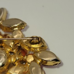 Vintage Set Gold-tone & Rhinestone Brooch and Clip on Earrings