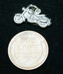 Vintage Sterling Silver 3D Biker Classic Motorcycle Charm Freedom Adventure 925