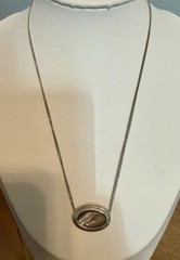 Avon 1978 Vintage Abalone Slide Pendant Necklace, Silver Tone, 16-18″ Length