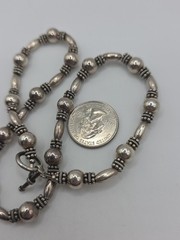 Vintage Sterling Silver 925 Beaded Toggle Necklace 17″ 30g