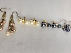 Lovely Carol Lee and Unbranded Gold and Silver Tone Faux Pearl Pierced Earrings