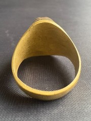 Handmade Tuareg Brass Ring Geometric Patterns & Rosette Motif Ring Size 11 US