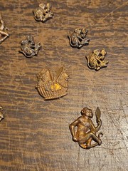 Lot Of 20 Monkey W/ Mirror France Vintage 60s Brass Stampings Findings Jewelry