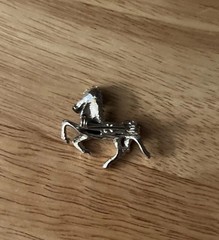Stunning Black And Silver Horse Brooch Fully Functional For Any Horse Lover