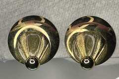 Vintage 1980s Art Deco Revival Gold Tone 1.25″ Round Fan Pierced Statement Earri